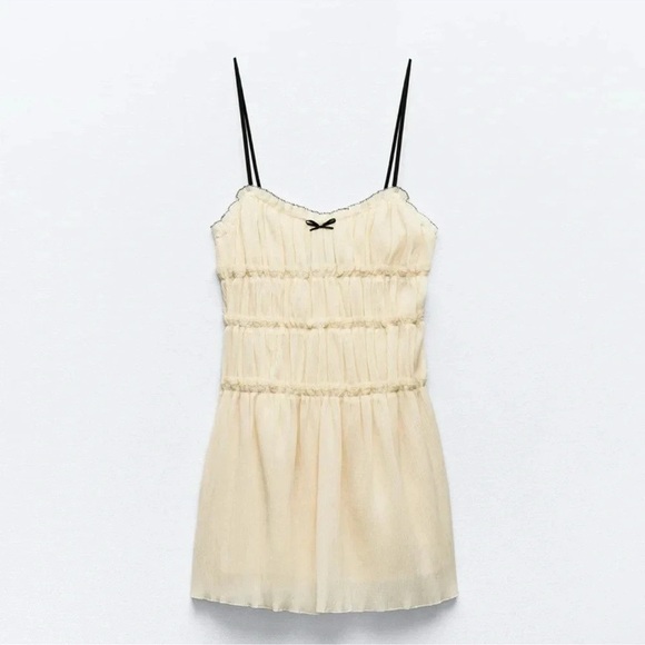 ZARA LITTLE BOW TEXTURED DRESS - Picture 6 of 8